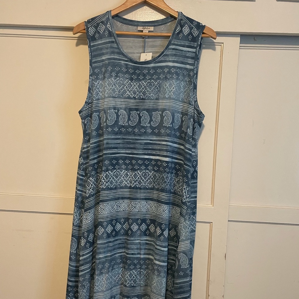 NWT Style & Co Blue and White Casual Summer Dress XL